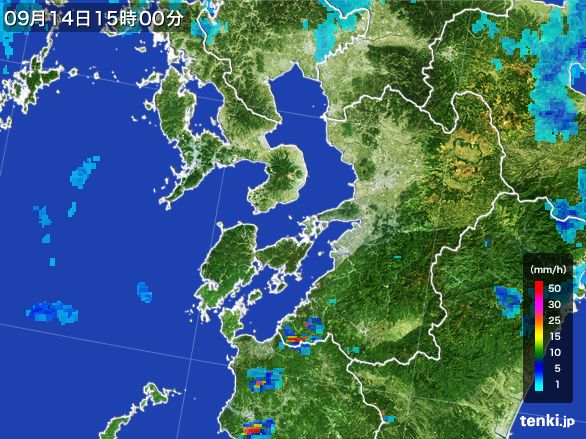 熊本県の雨雲レーダー(2016年09月14日)