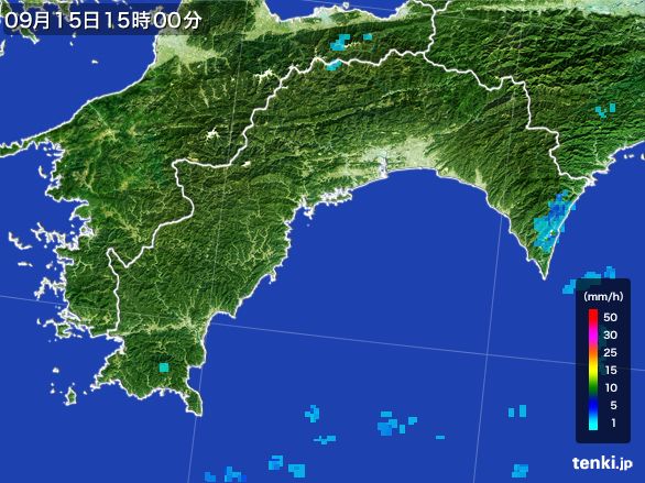 高知県の雨雲レーダー(2016年09月15日)