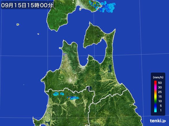 青森県の雨雲レーダー(2016年09月15日)