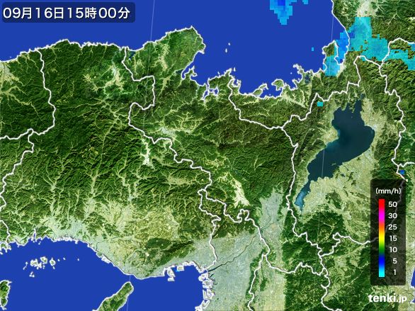 京都府の雨雲レーダー(2016年09月16日)