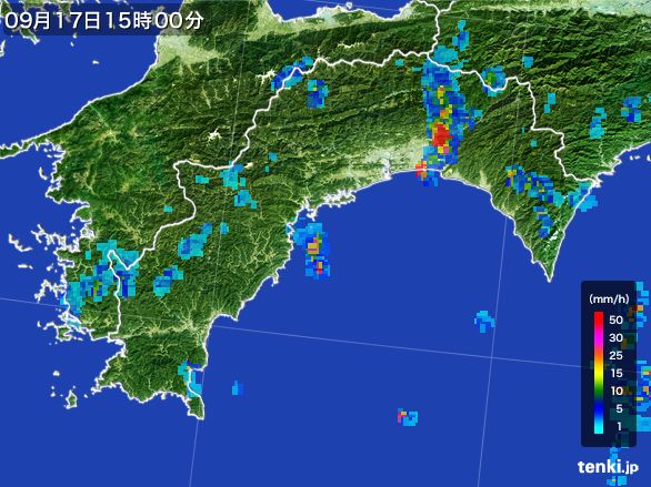 高知県の雨雲レーダー(2016年09月17日)