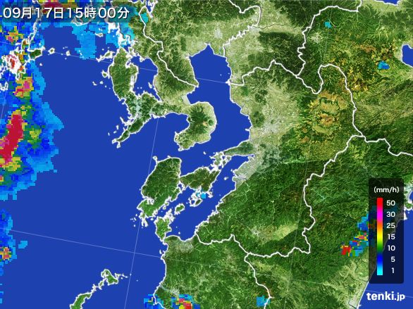 熊本県の雨雲レーダー(2016年09月17日)