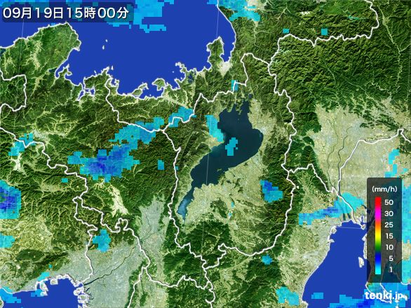 滋賀県の雨雲レーダー(2016年09月19日)