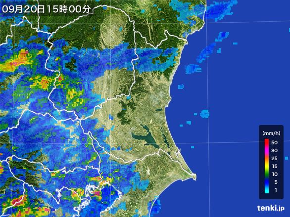 茨城県の雨雲レーダー(2016年09月20日)