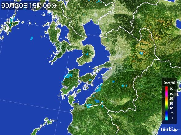 熊本県の雨雲レーダー(2016年09月20日)