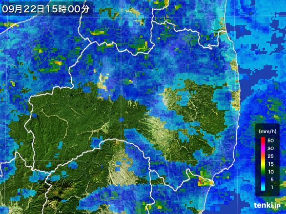 福島県の雨雲レーダー(2016年09月22日)