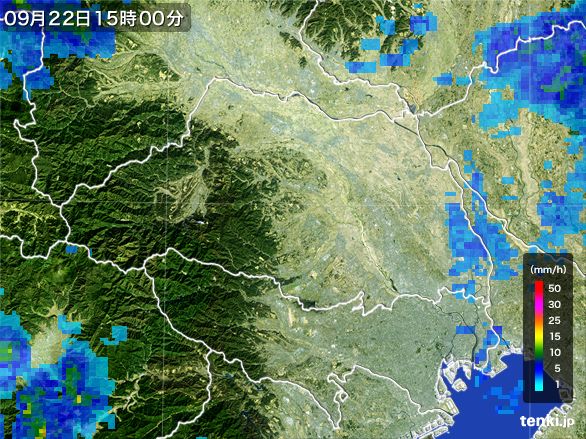 埼玉県の雨雲レーダー(2016年09月22日)