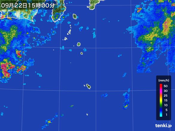 伊豆諸島(東京都)の雨雲レーダー(2016年09月22日)