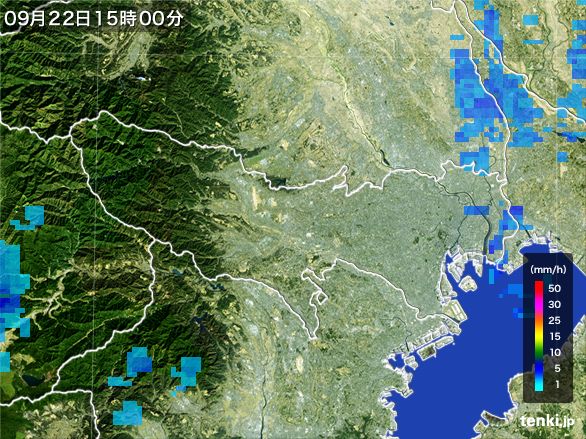 東京都の雨雲レーダー(2016年09月22日)