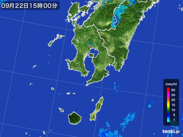 鹿児島県の雨雲レーダー(2016年09月22日)
