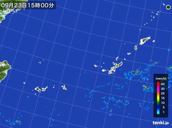 沖縄地方の雨雲レーダー(2016年09月23日)