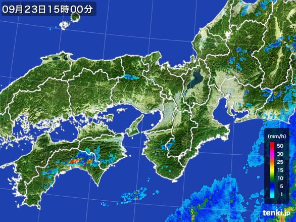 近畿地方の雨雲レーダー(2016年09月23日)