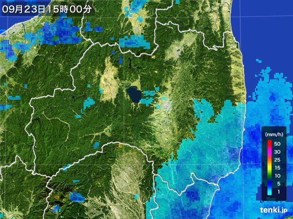 福島県の雨雲レーダー(2016年09月23日)