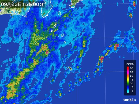 伊豆諸島(東京都)の雨雲レーダー(2016年09月23日)