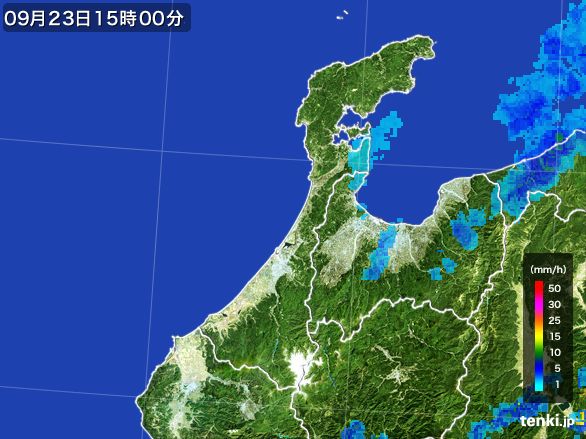 石川県の雨雲レーダー(2016年09月23日)
