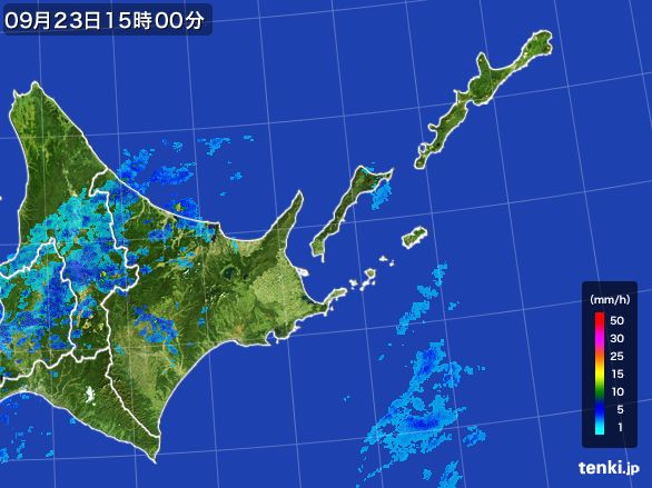 道東の雨雲レーダー(2016年09月23日)
