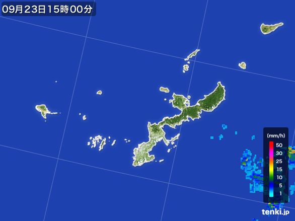 沖縄県の雨雲レーダー(2016年09月23日)