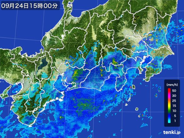 東海地方の雨雲レーダー(2016年09月24日)