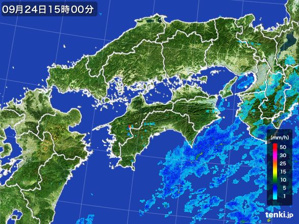 四国地方の雨雲レーダー(2016年09月24日)