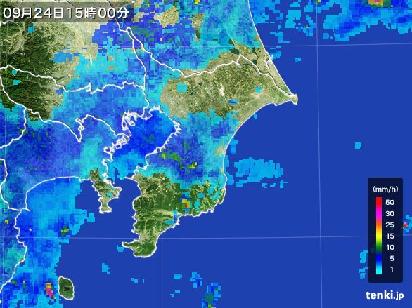 千葉県の雨雲レーダー(2016年09月24日)