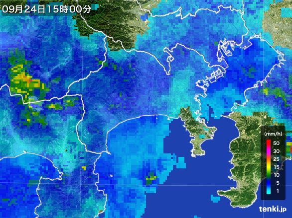 神奈川県の雨雲レーダー(2016年09月24日)