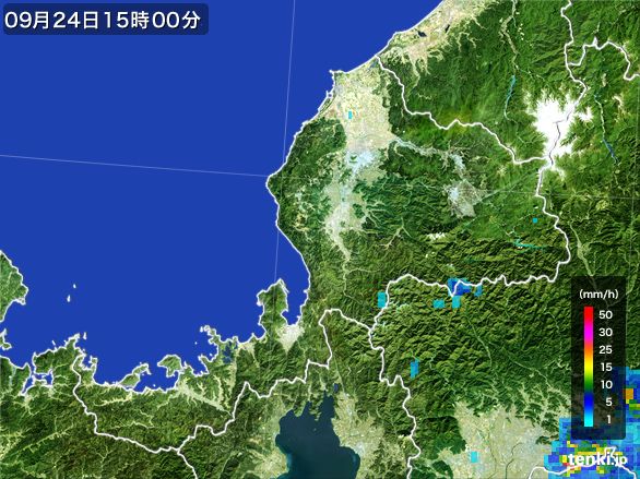 福井県の雨雲レーダー(2016年09月24日)