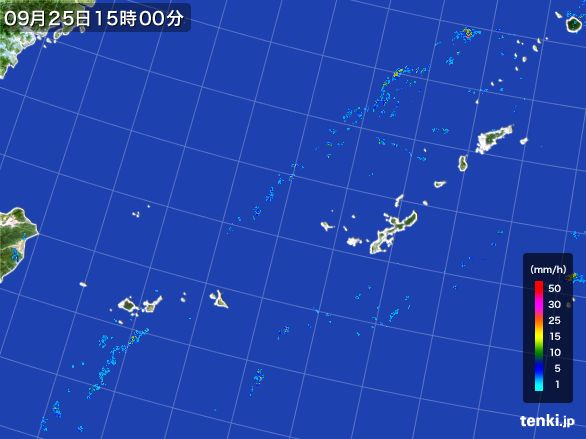 沖縄地方の雨雲レーダー(2016年09月25日)