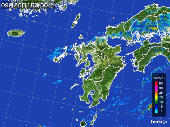 九州地方の雨雲レーダー(2016年09月25日)