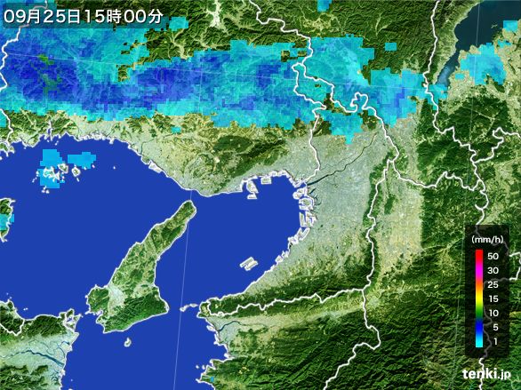大阪府の雨雲レーダー(2016年09月25日)