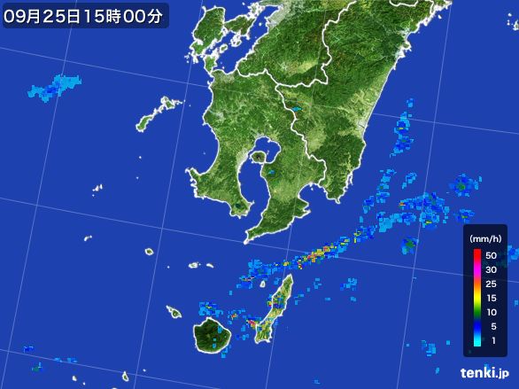 鹿児島県の雨雲レーダー(2016年09月25日)