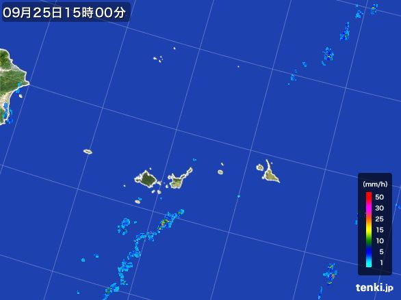 宮古・石垣・与那国(沖縄県)の雨雲レーダー(2016年09月25日)