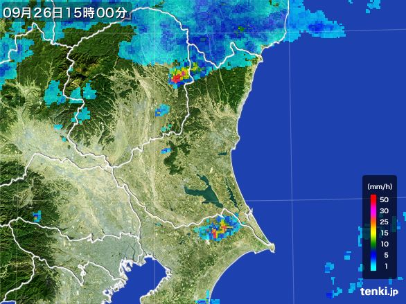 茨城県の雨雲レーダー(2016年09月26日)