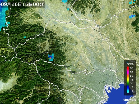 埼玉県の雨雲レーダー(2016年09月26日)