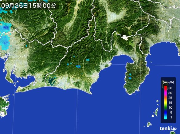 静岡県の雨雲レーダー(2016年09月26日)