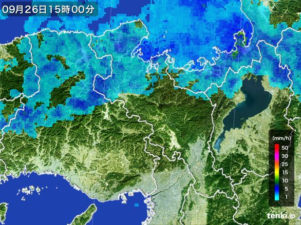 京都府の雨雲レーダー(2016年09月26日)