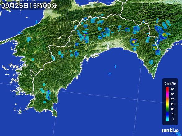 高知県の雨雲レーダー(2016年09月26日)