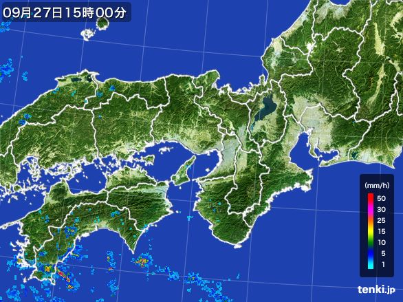 近畿地方の雨雲レーダー(2016年09月27日)