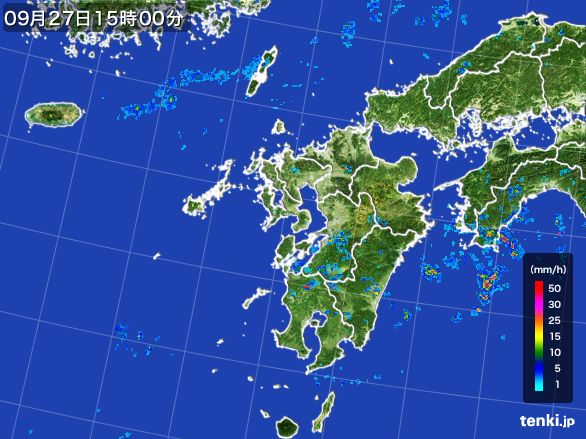 九州地方の雨雲レーダー(2016年09月27日)