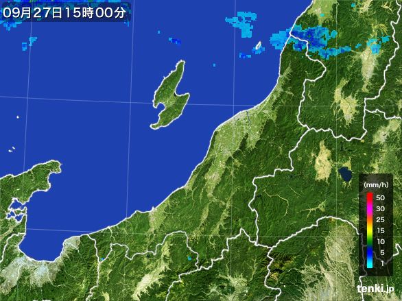 新潟県の雨雲レーダー(2016年09月27日)