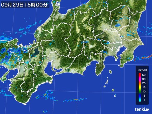 東海地方の雨雲レーダー(2016年09月29日)