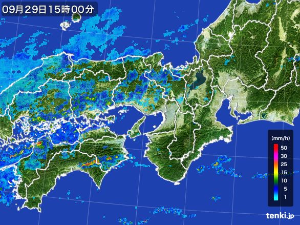 近畿地方の雨雲レーダー(2016年09月29日)