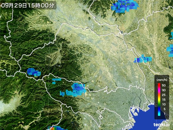 埼玉県の雨雲レーダー(2016年09月29日)