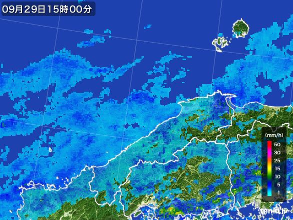島根県の雨雲レーダー(2016年09月29日)