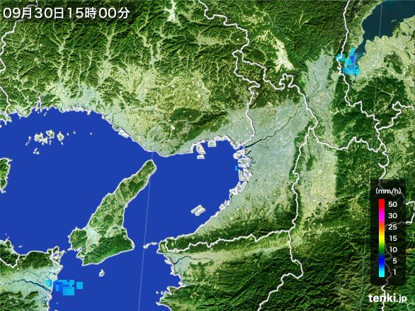 大阪府の雨雲レーダー(2016年09月30日)