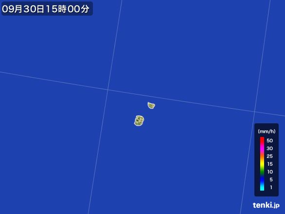 南大東島(沖縄県)の雨雲レーダー(2016年09月30日)