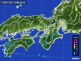 2016年10月02日の近畿地方の雨雲レーダー