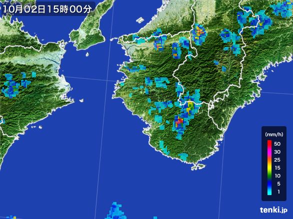 和歌山県の雨雲レーダー(2016年10月02日)