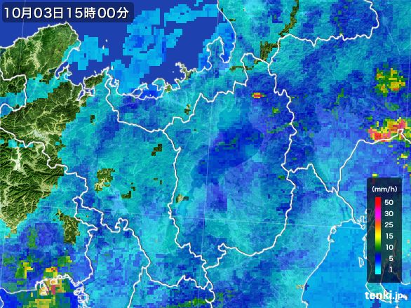 滋賀県の雨雲レーダー(2016年10月03日)