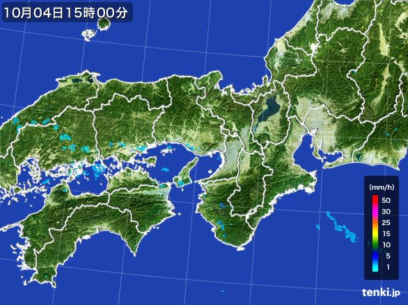 近畿地方の雨雲レーダー(2016年10月04日)