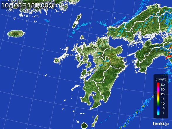 九州地方の雨雲レーダー(2016年10月05日)